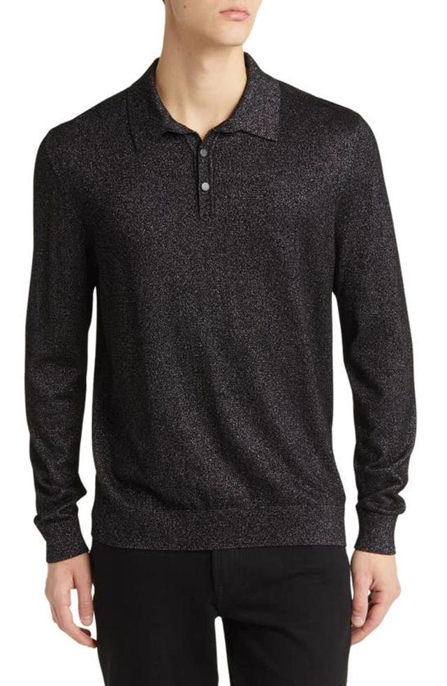 Sercury Long Sleeve Polo Sweater In Black Product Image