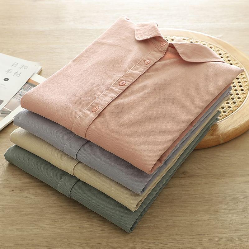 Long-Sleeve Plain Shirt Product Image