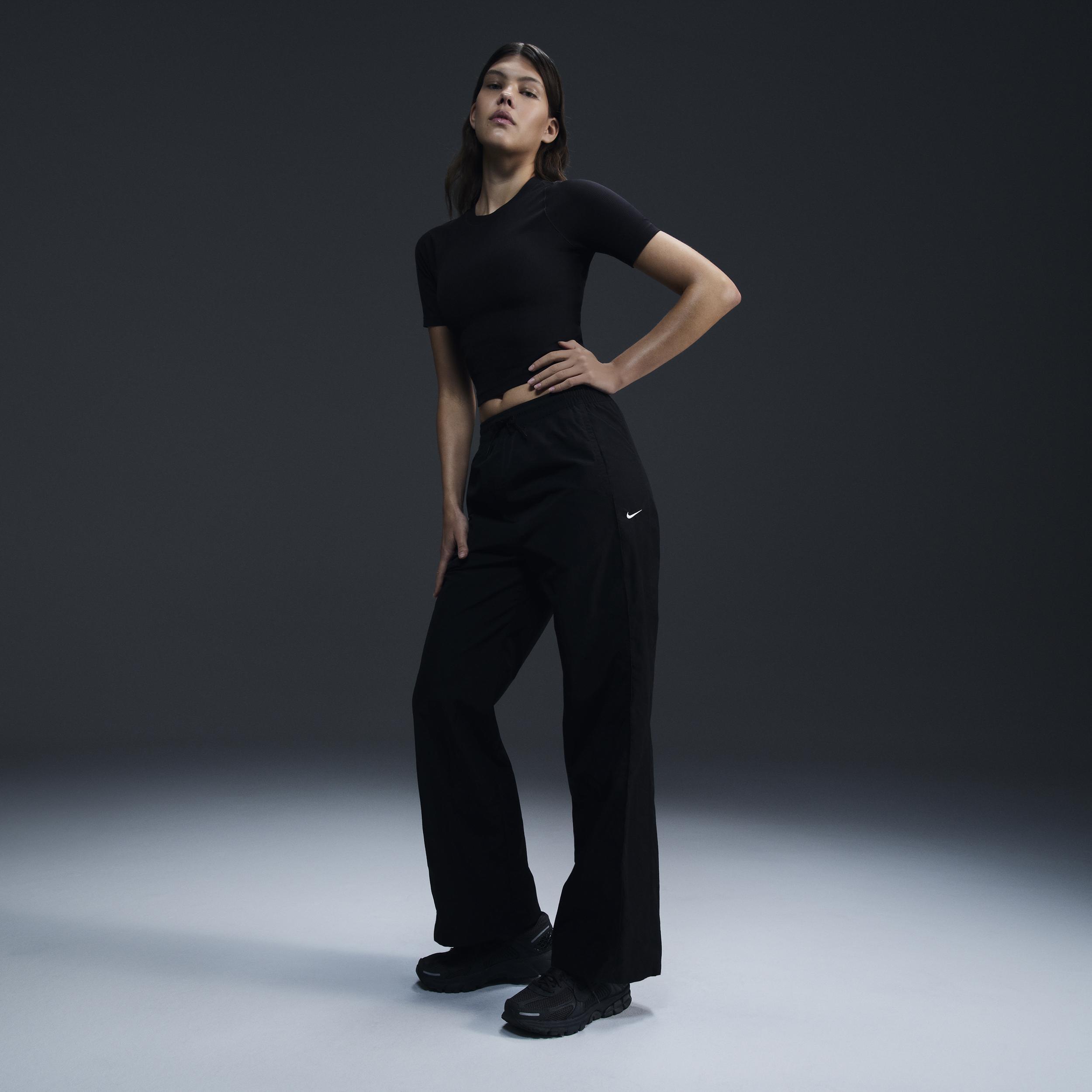 Nike Womens Nike Windrunner Woven HR OH Pants - Womens Black/White product image