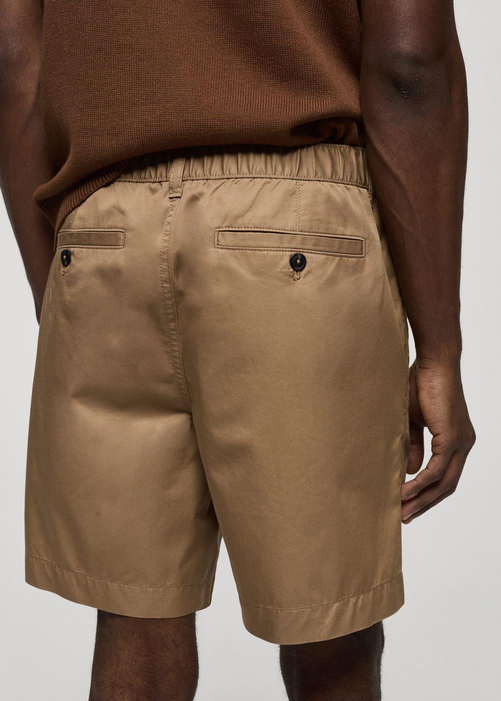 MANGO MAN - 100% cotton drawstring Bermuda shorts beigeMen Product Image