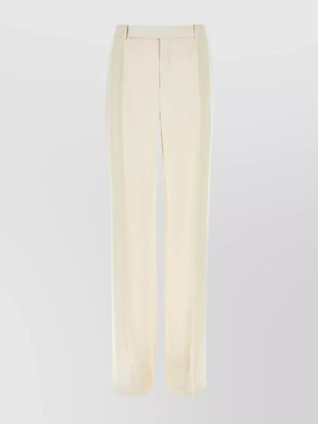 Wide-leg High Waist Satin Trousers In Cream Product Image