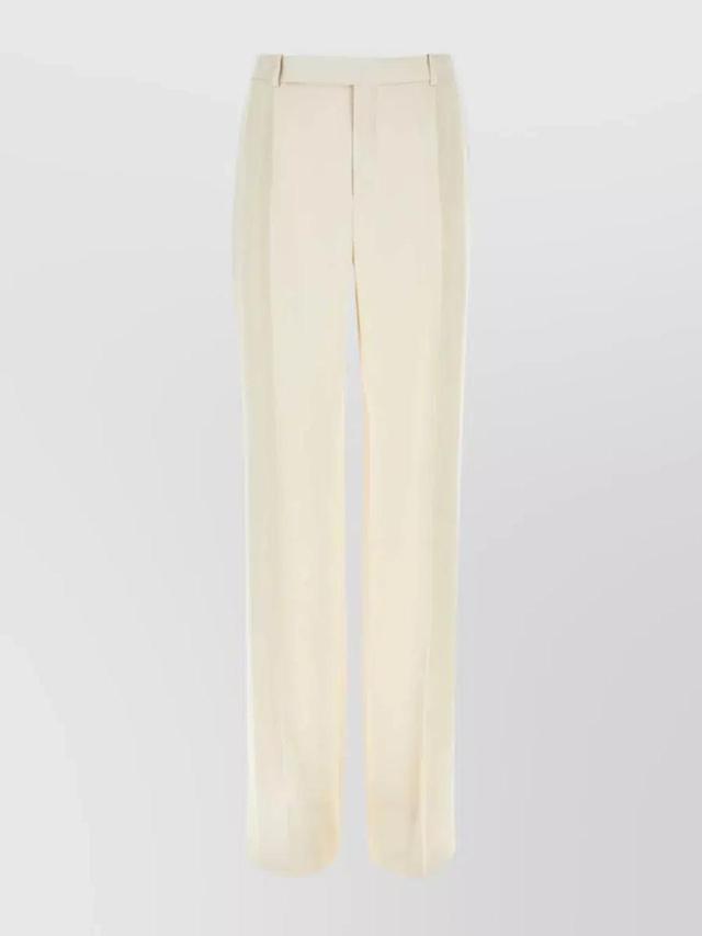 Wide-leg High Waist Satin Trousers In Cream Product Image