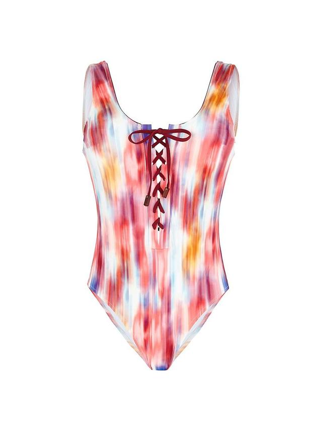 Womens Fox Lace-Up One-Piece Swimsuit Product Image