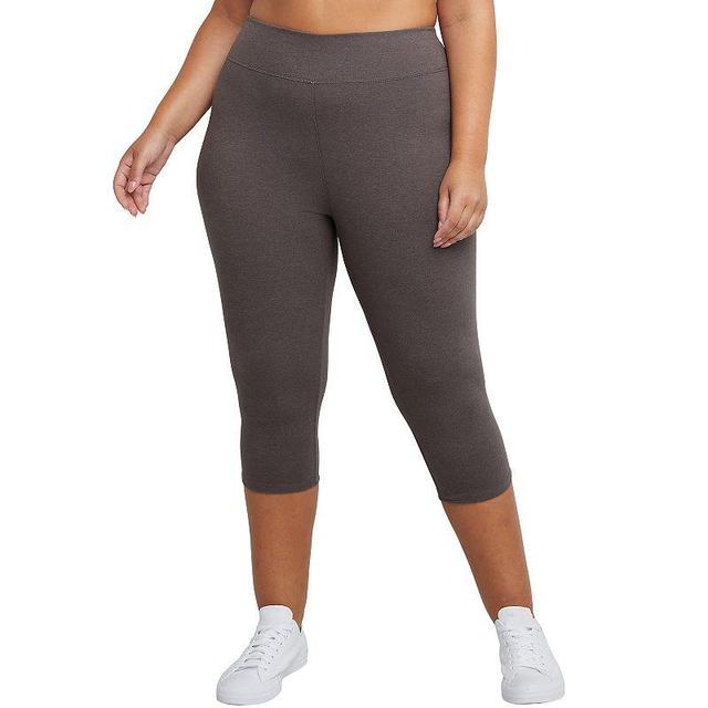 Plus Size Just My Size Stretchy Jersey Capri Leggings, Womens Grey Heather Product Image