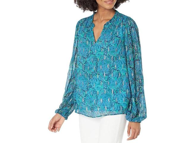 Lilly Pulitzer Giana Long Sleeve Top (Low Tide Lil Catty Purrsonality) Women's T Shirt Product Image