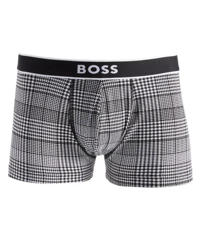 Boss By  Men's Trunk 24 Stretch Glen Plaid Trunks In Black Product Image