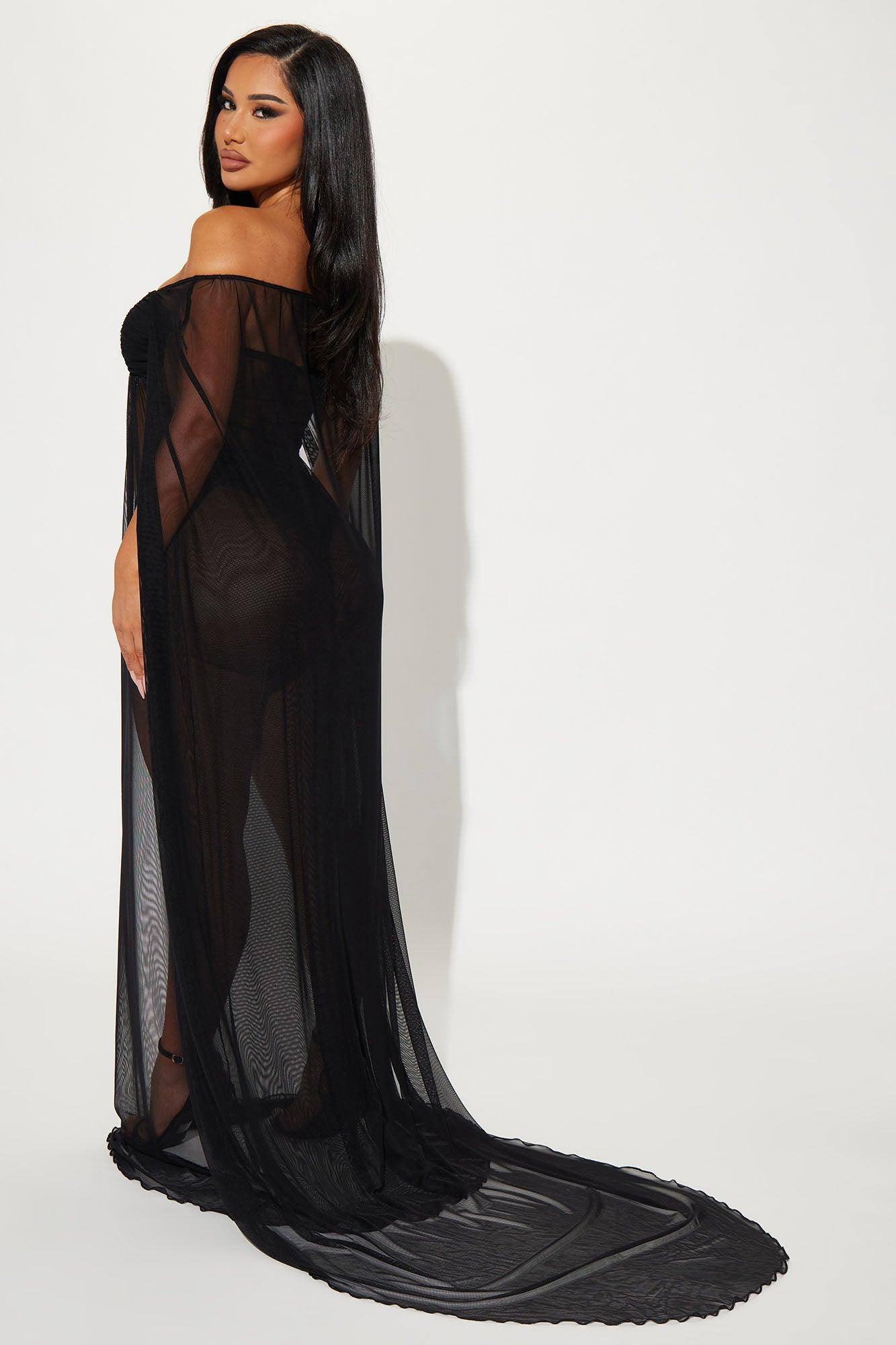 Angelica Mesh Maxi Dress - Black Product Image