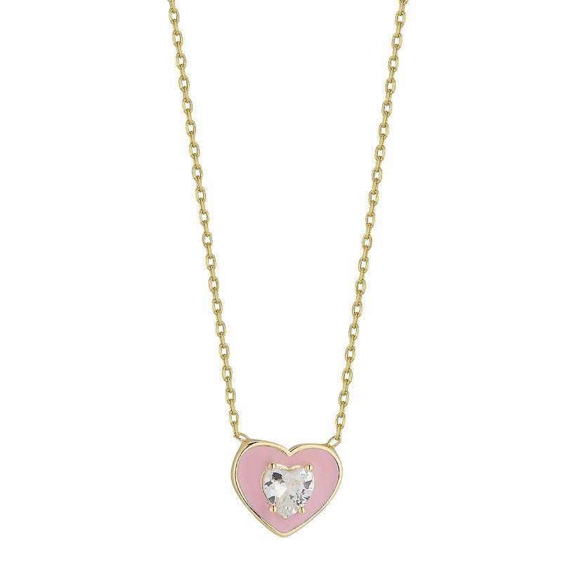 Sunkissed Sterling Cubic Zirconia Heart Pendant Necklace, Womens Gold Product Image