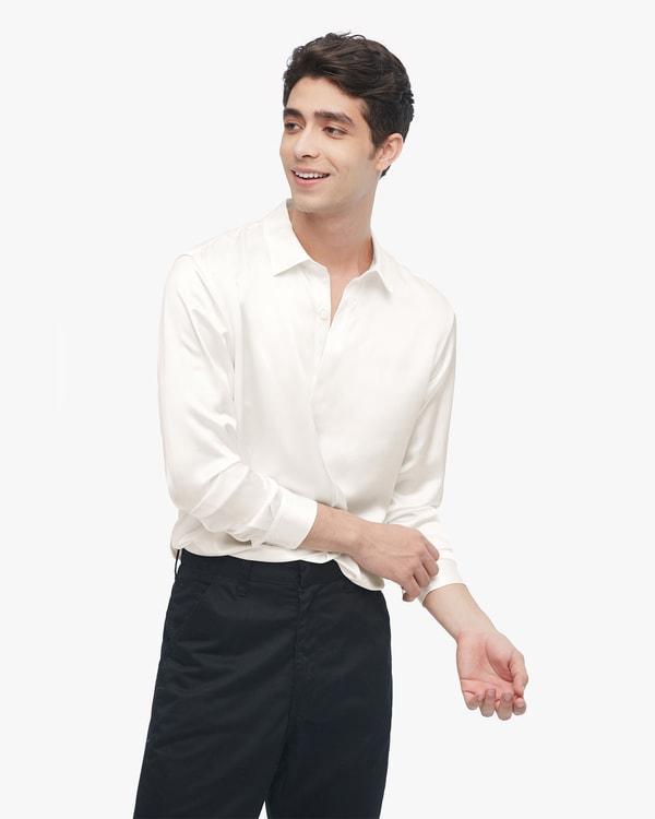 Classic Long Sleeve Silk Shirt For Men Product Image