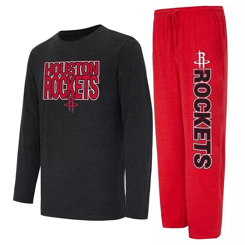 Mens Concepts Sport /Black Houston Rockets Meter Long Sleeve T-Shirt & Pants Sleep Set Product Image