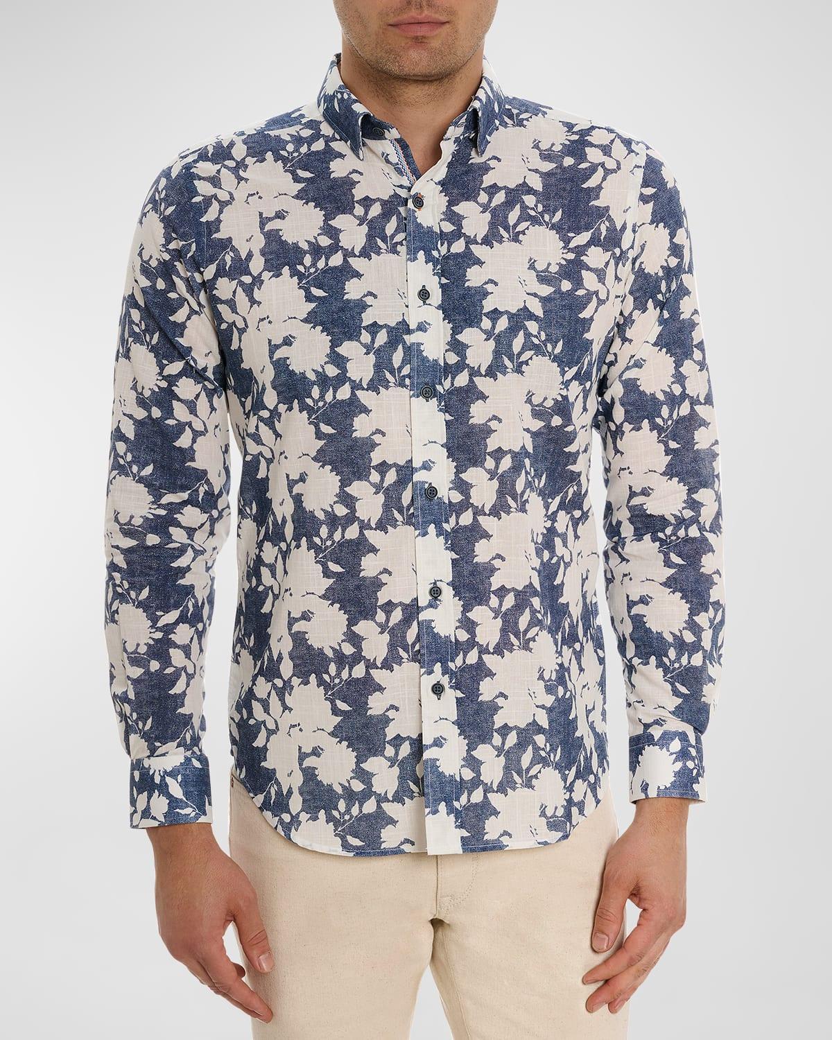 Mens Dominus Cotton Floral-Print Sport Shirt Product Image