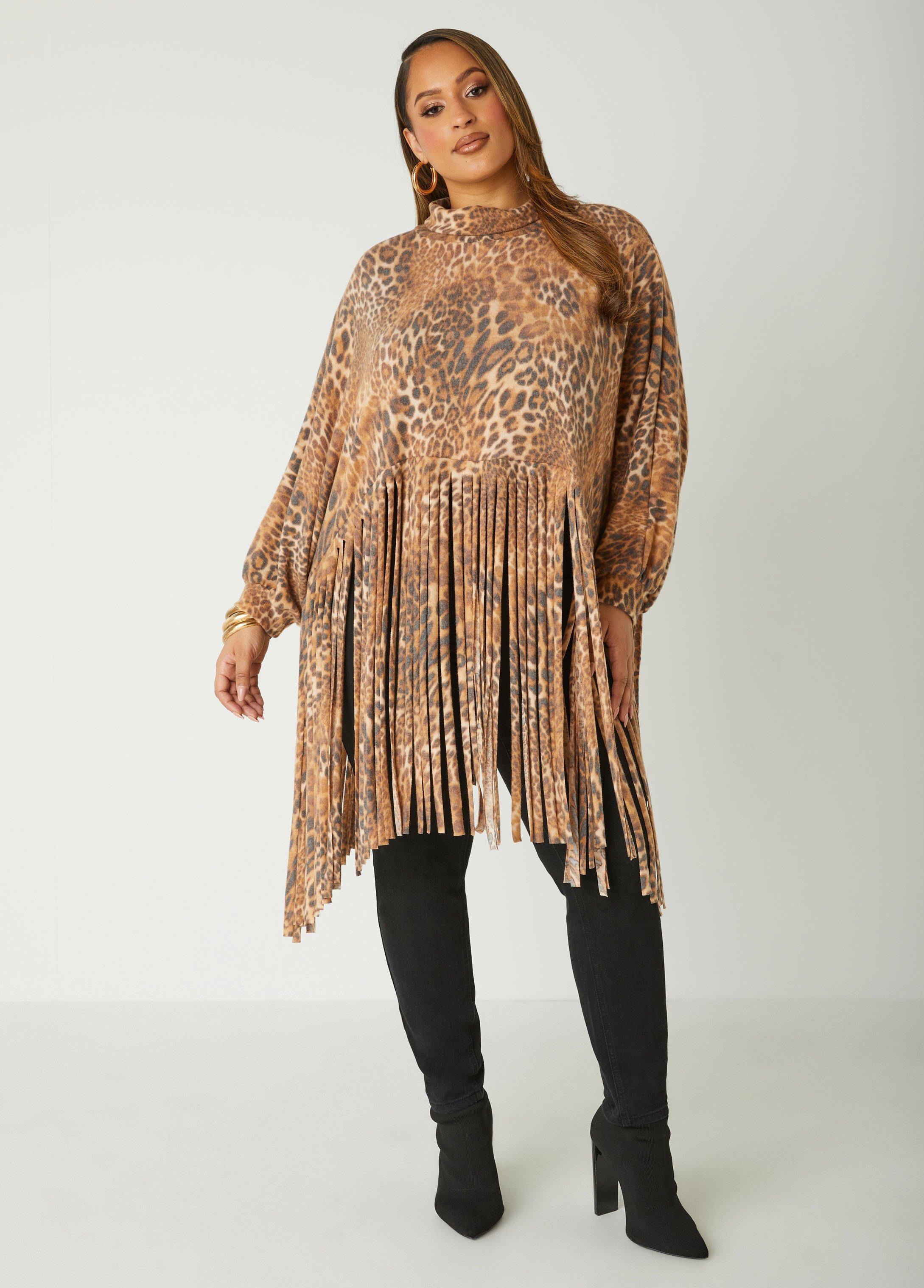 Fringed Animal Print Top Product Image