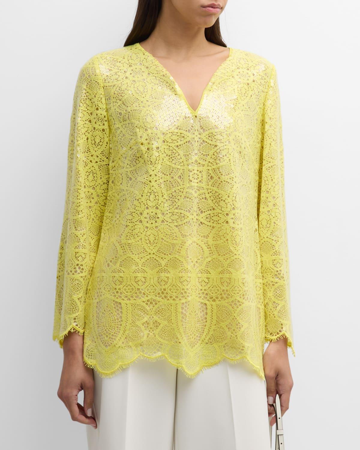 Ellie Scalloped Sequin Lace Blouse Product Image