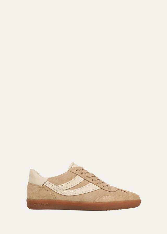 Oasis Mixed Leather Retro Sneakers In Sand Beige Product Image