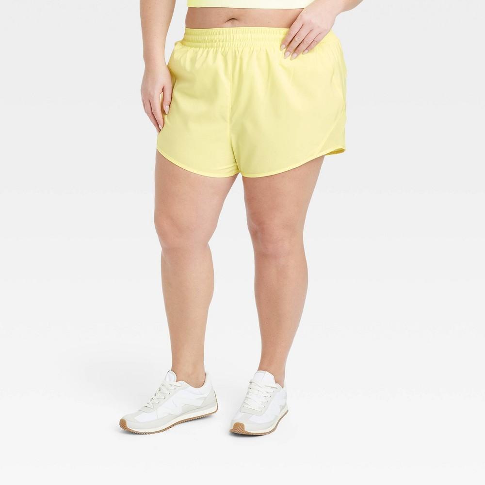 Womens Woven Mid-Rise Run Shorts 3 - All In Motion Lemon Yellow 4X Product Image