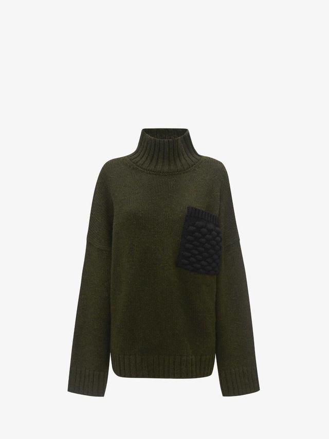 POPCORN PATCH POCKET TURTLENECK JUMPER in green | JW Anderson US  Product Image