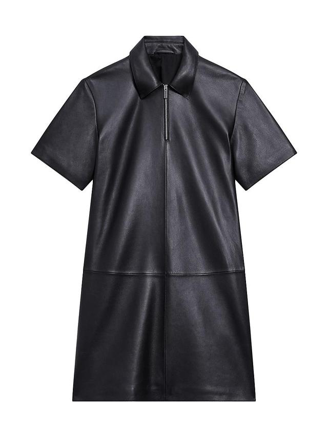 Womens Leather A-Line Knee-Length Shirtdress Product Image