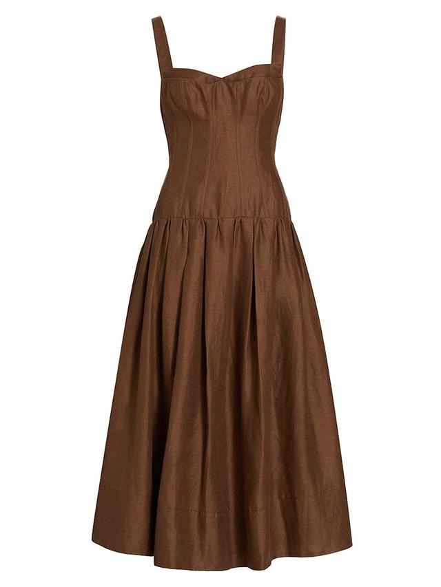 Womens Makenna Linen Corset Midi-Dress Product Image