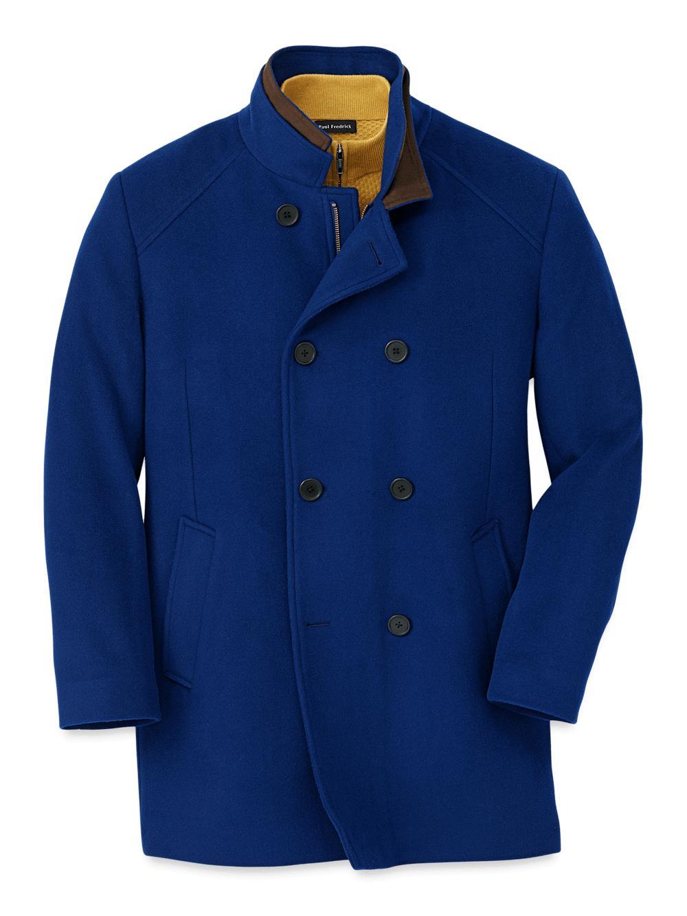 Wool Double Breasted Carcoat - Royal Blue Product Image