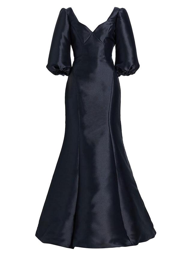 Womens Mikado Curved V-Neck Gown Product Image