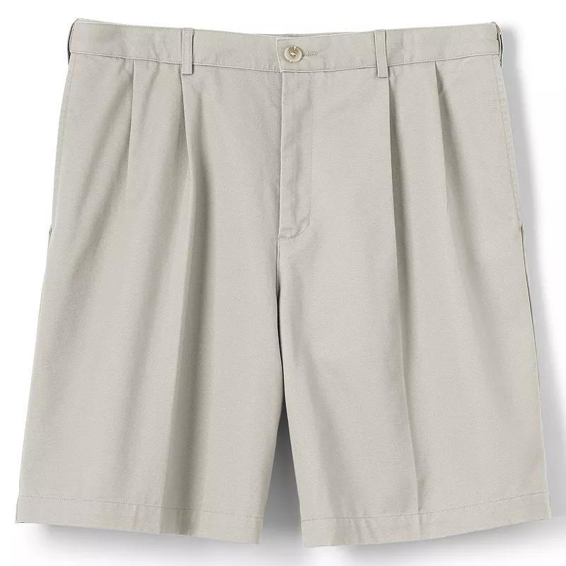 Big & Tall Lands End Comfort Waist 9-inch No-Iron Pleated Chino Shorts, Mens Green Product Image