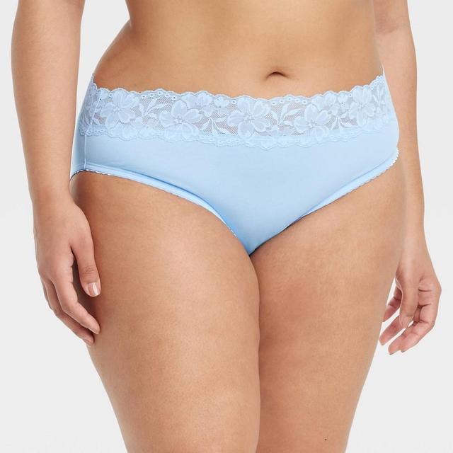 Womens Cotton Blend Bikini Underwear with Lace - Auden Blue XXL Product Image