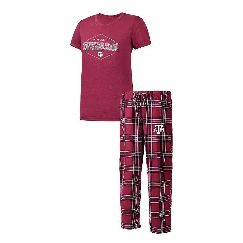 Womens Concepts Sport Maroon/Black Texas A&M Aggies Badge T-Shirt & Flannel Pants Sleep Set Product Image