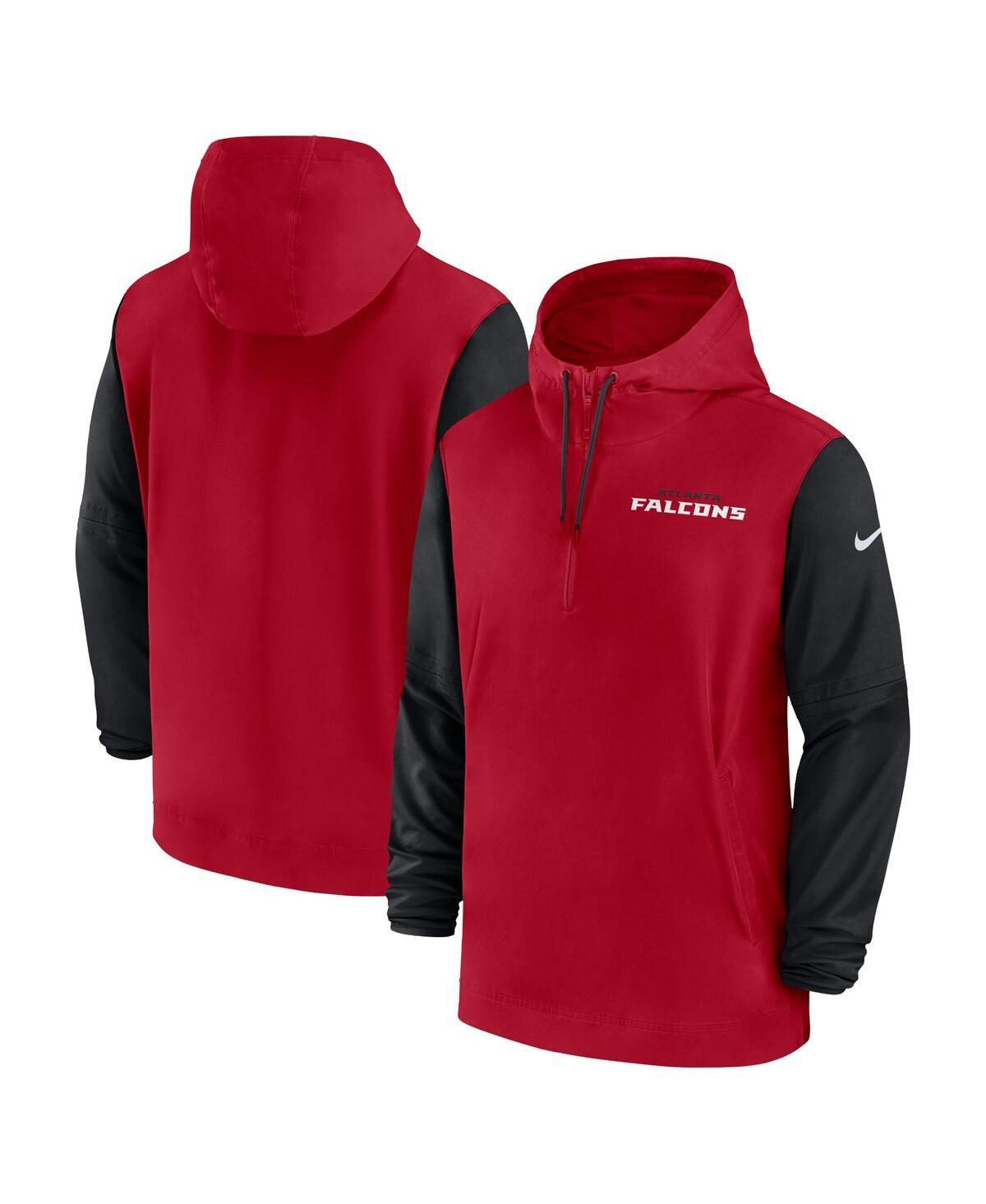 Nike Mens Red Atlanta Falcons 2024/25 Sideline Pre-Game Player 1/2-Zip Hoodie Jacket - Red, Black Product Image