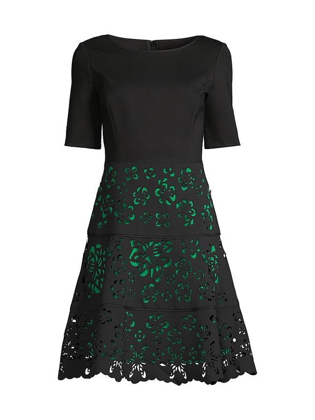 Womens Laser Cut Crepe Dress Product Image