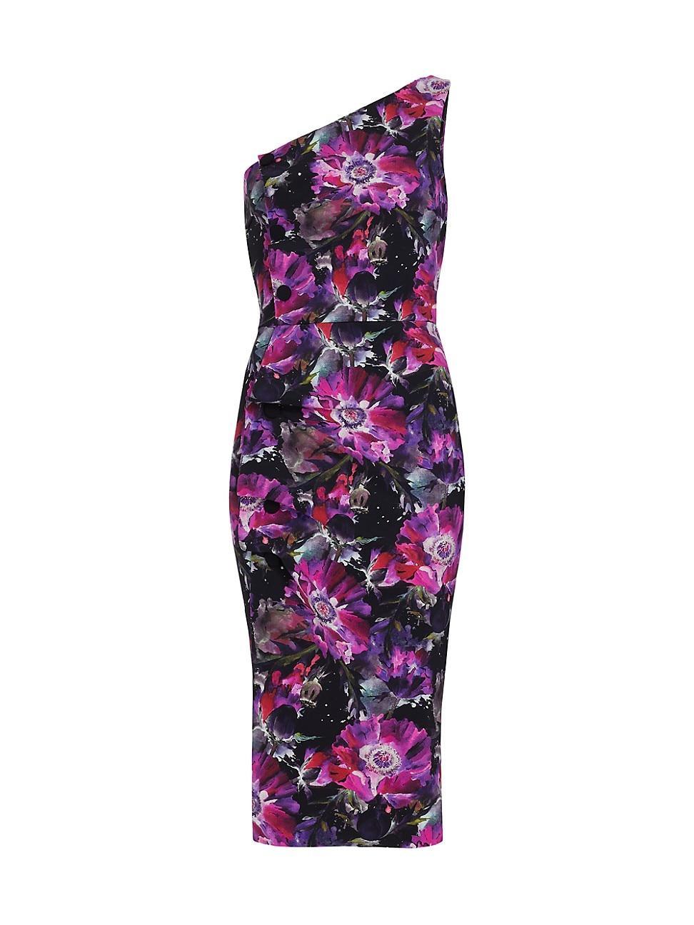 Womens Hiroko Floral One-Shoulder Midi-Dress Product Image