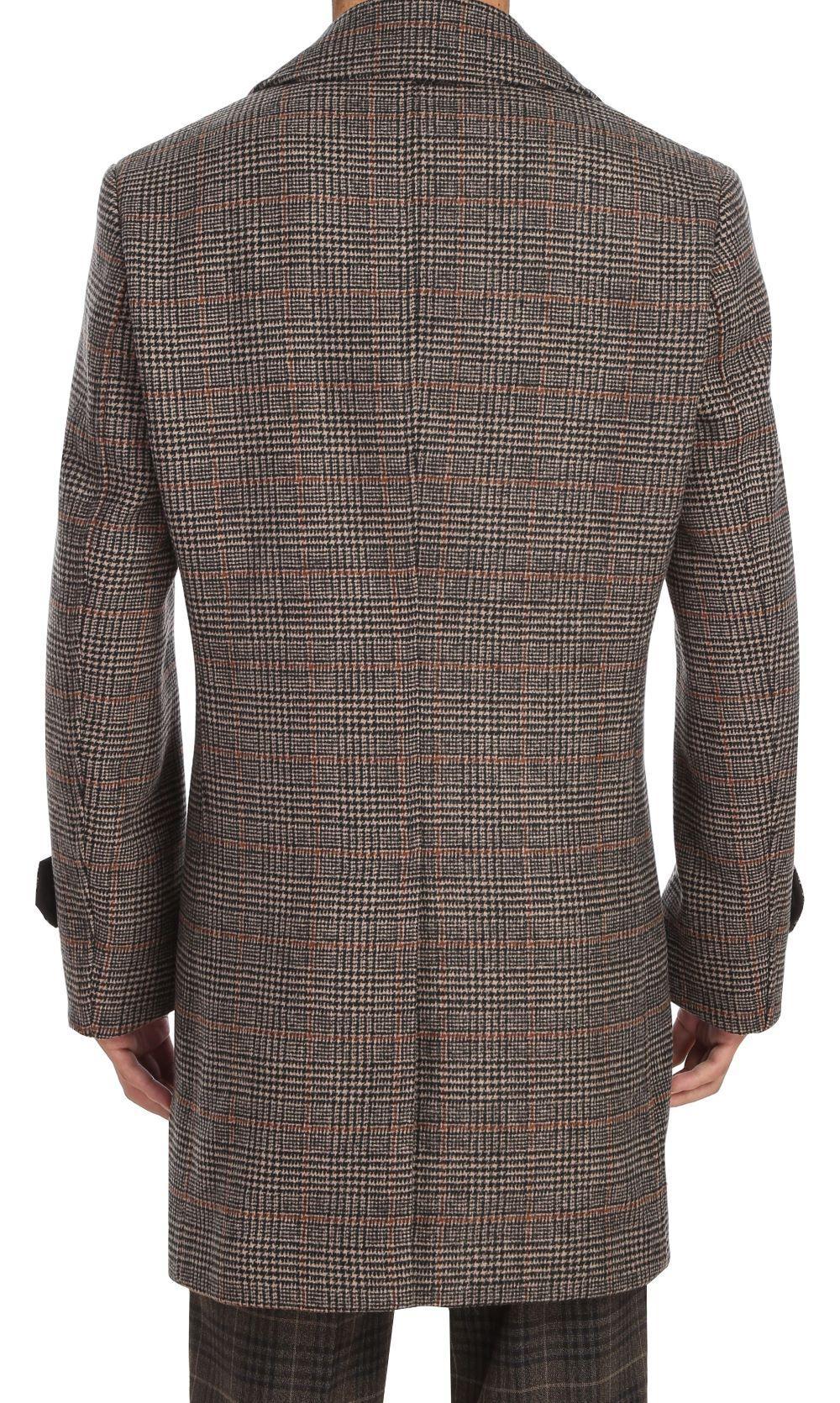 Brown Slim Fit Wool Blended Long Overcoat Product Image