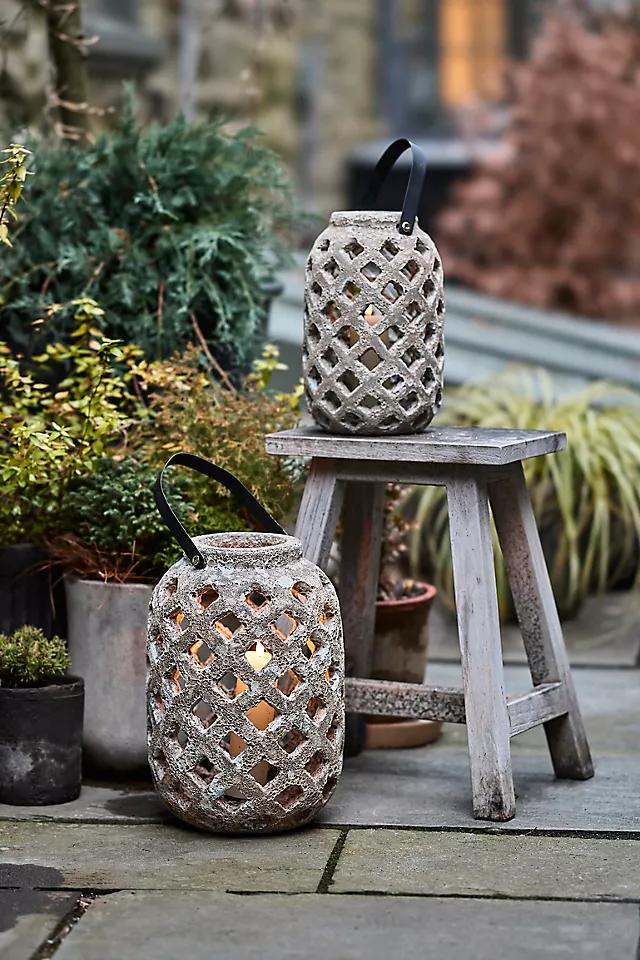 Weathered Lattice Stoneware Lantern Product Image