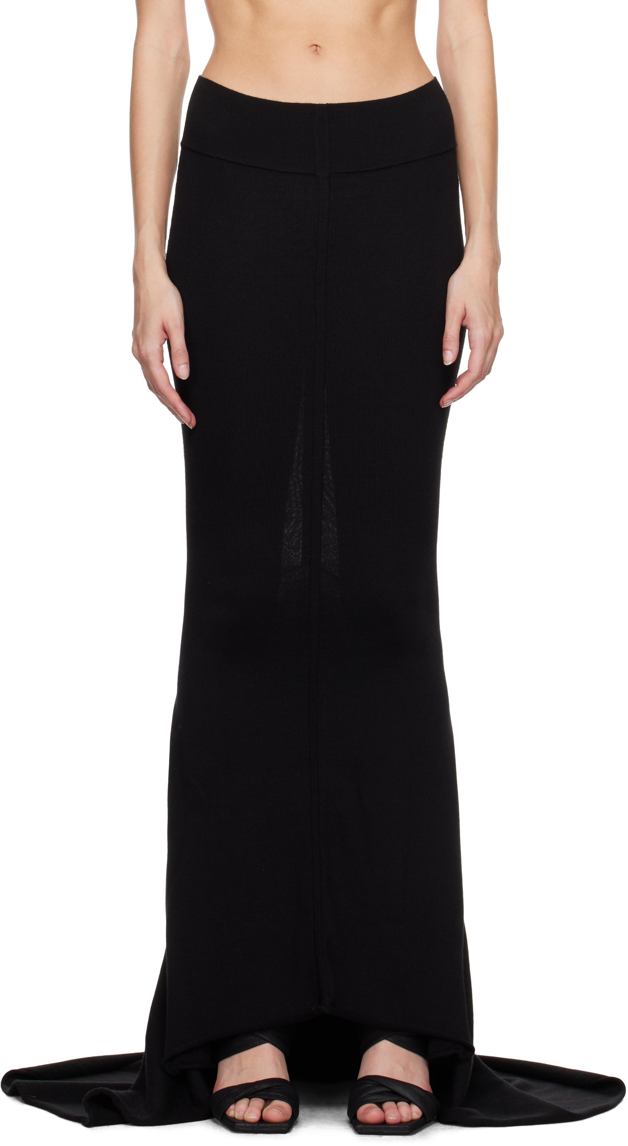 RICK OWENS Black Porterville Dauphine Maxi Skirt In 09 Black Product Image