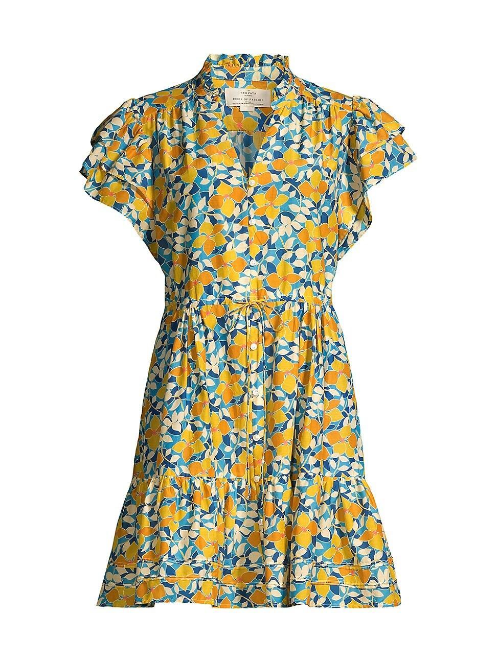 Womens Iris Floral Cotton & Silk Minidress Product Image