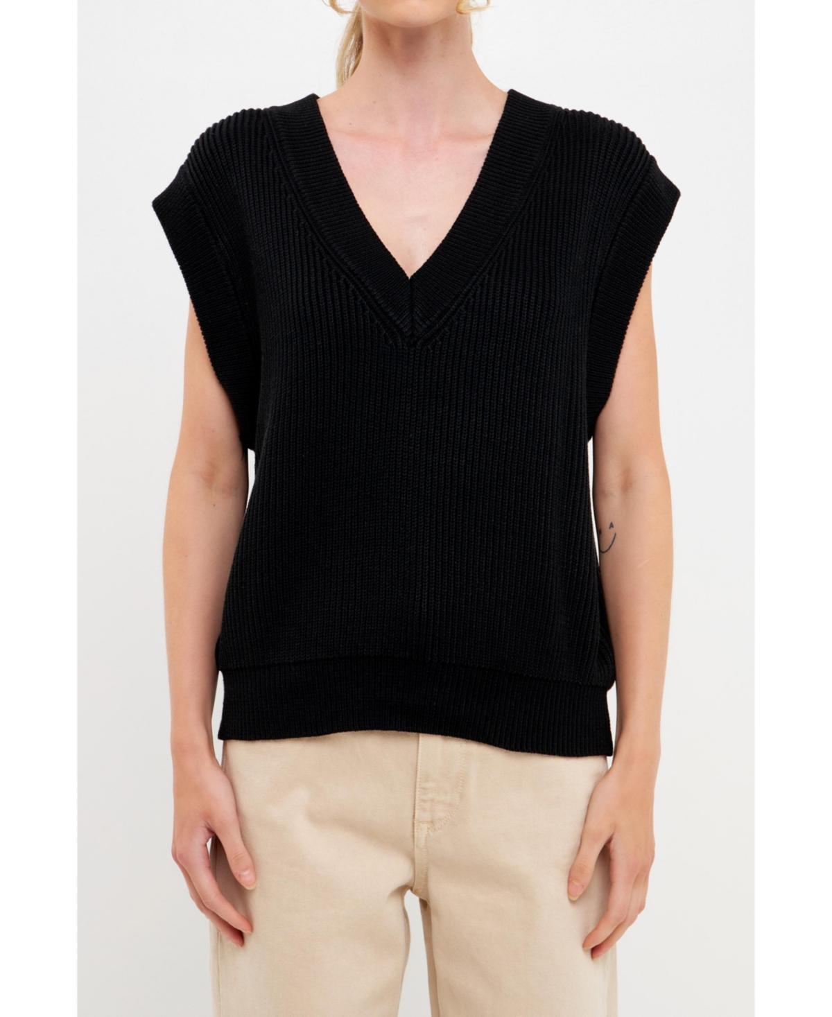 Womens V-neck Knit Sweater Vest Product Image