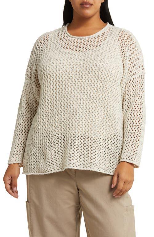 Eileen Fisher Cotton Crewneck Mesh Sweater Product Image