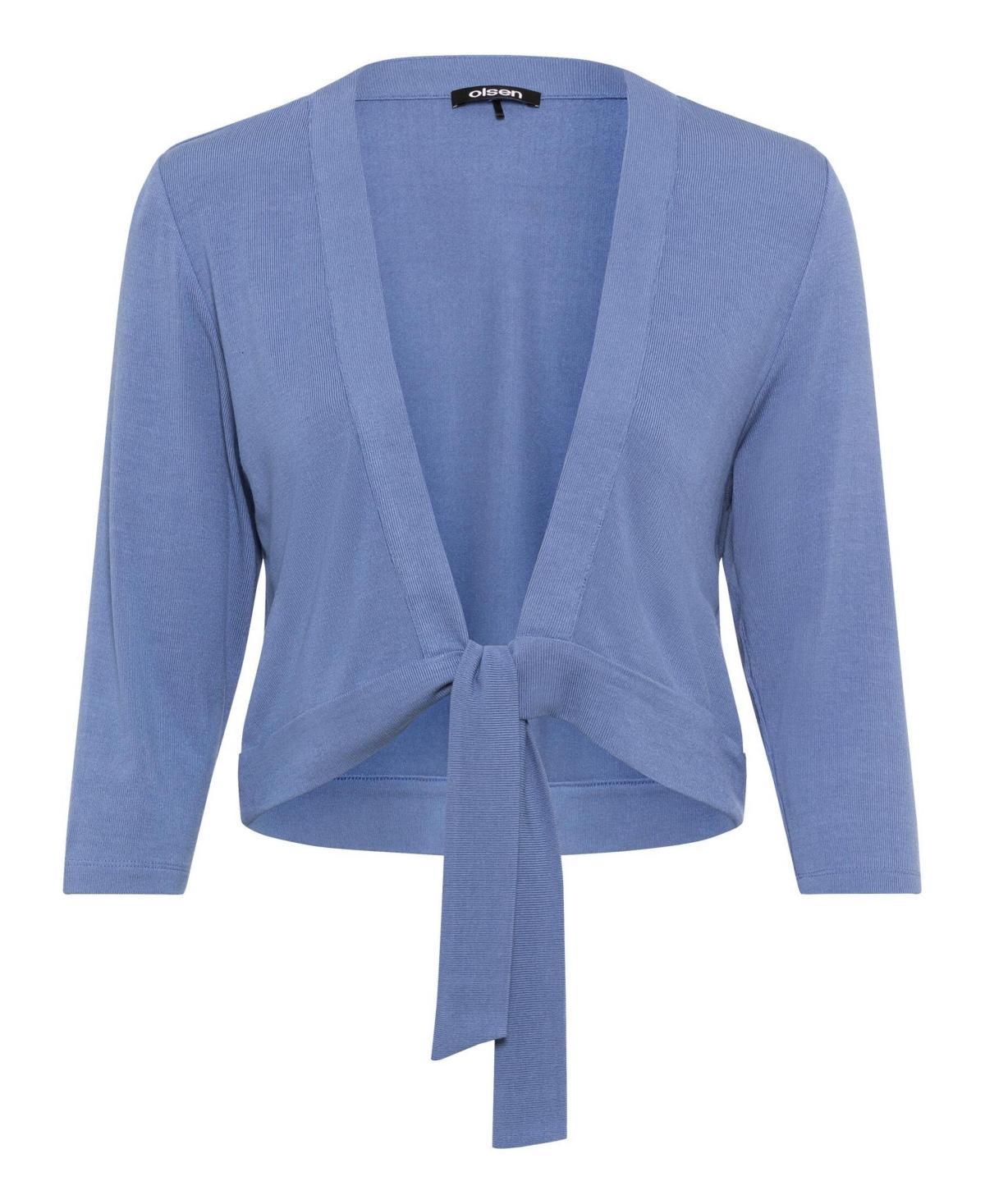 Olsen Womens 3/4 Sleeve Tie Waist Cropped Cardigan Product Image