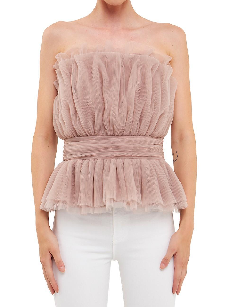 Endless Rose Strapless Tulle Peplum Top Product Image