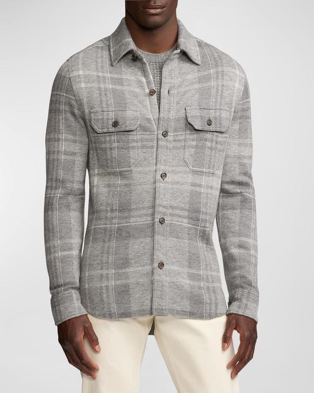 Mens Plaid Cashmere-Blend Overshirt Product Image