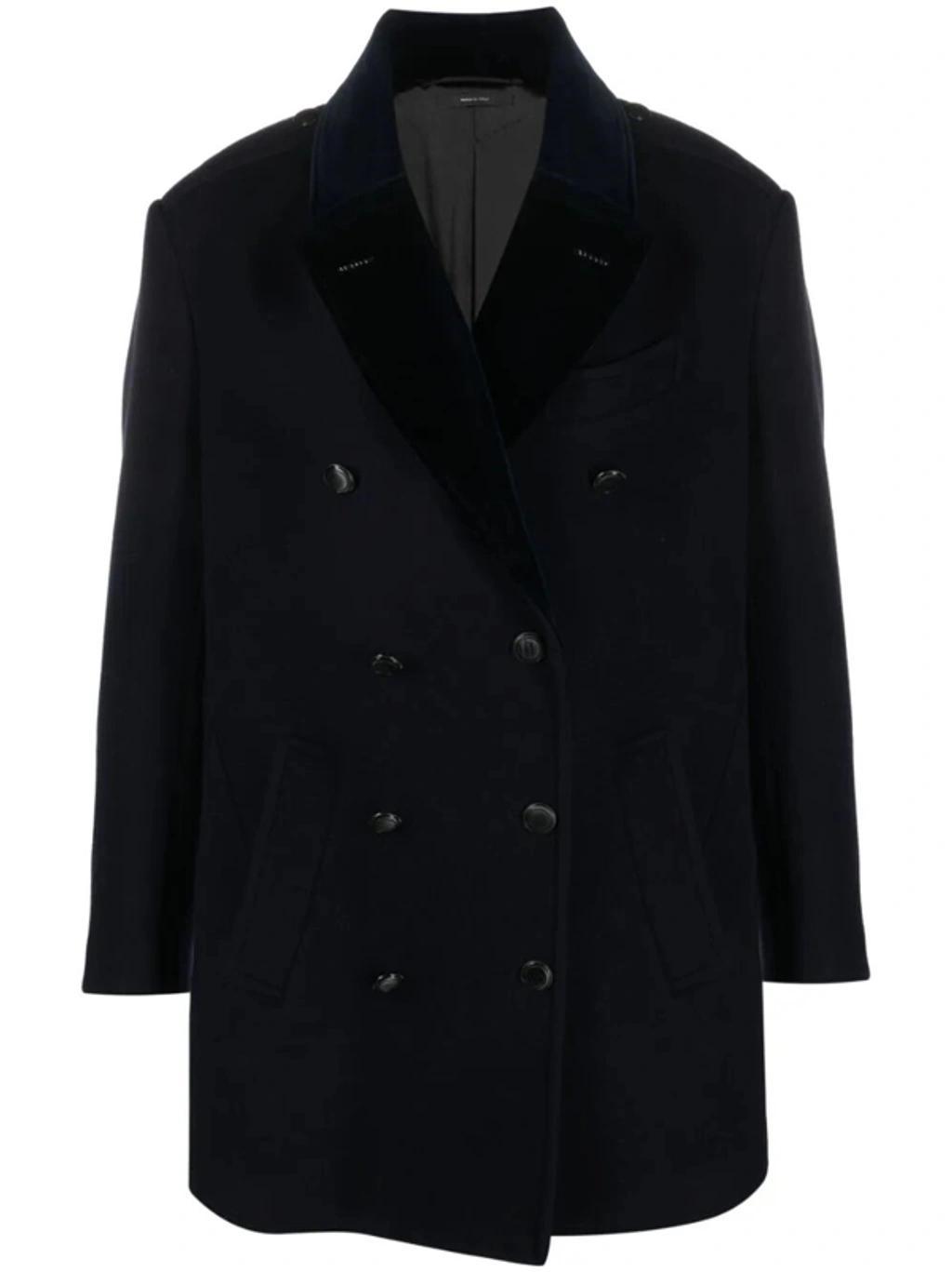 Blue Wool Felt Peacoat Product Image