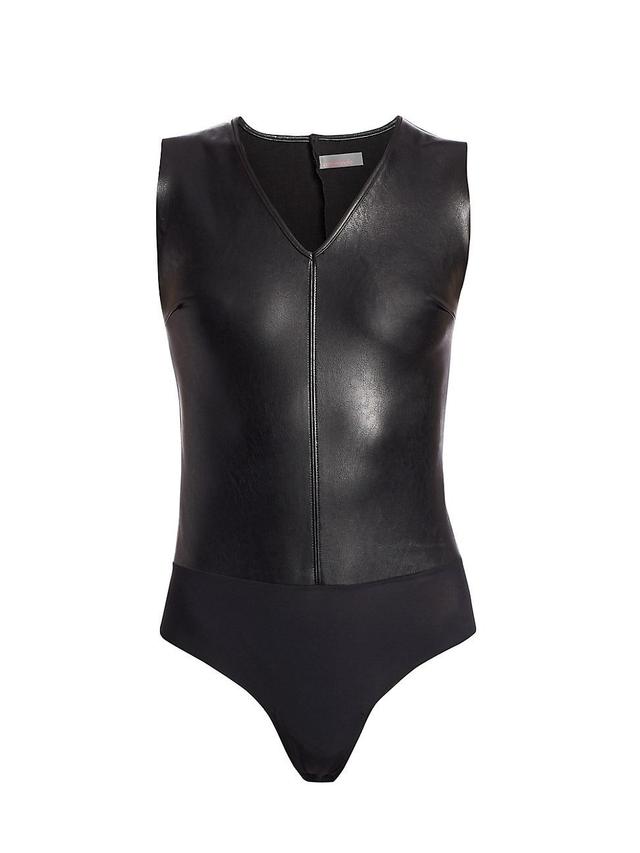 Commando Deep V-Neck Faux Leather Bodysuit Product Image