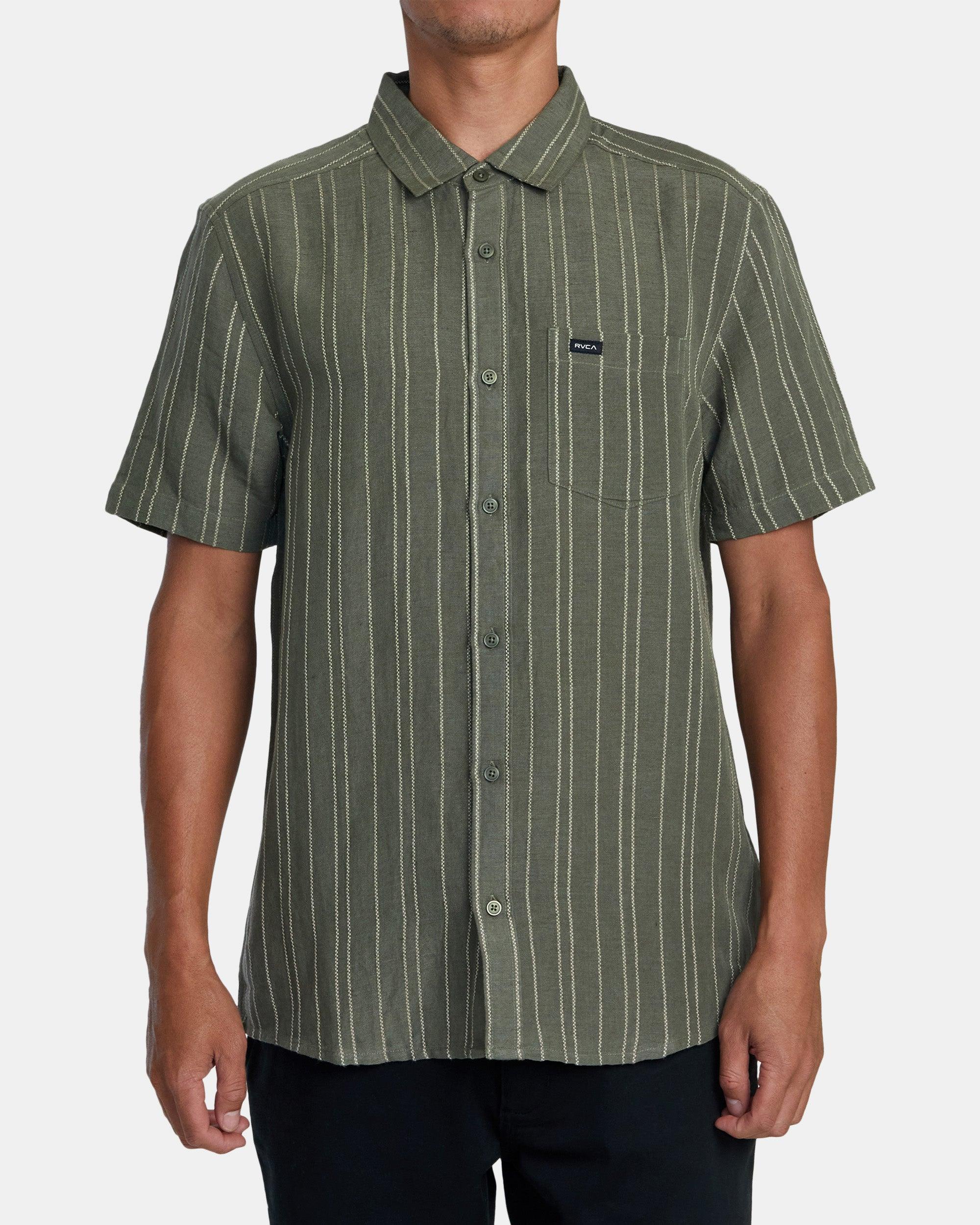 Mercy Stripe Short Sleeve Woven Shirt - Olivine Product Image