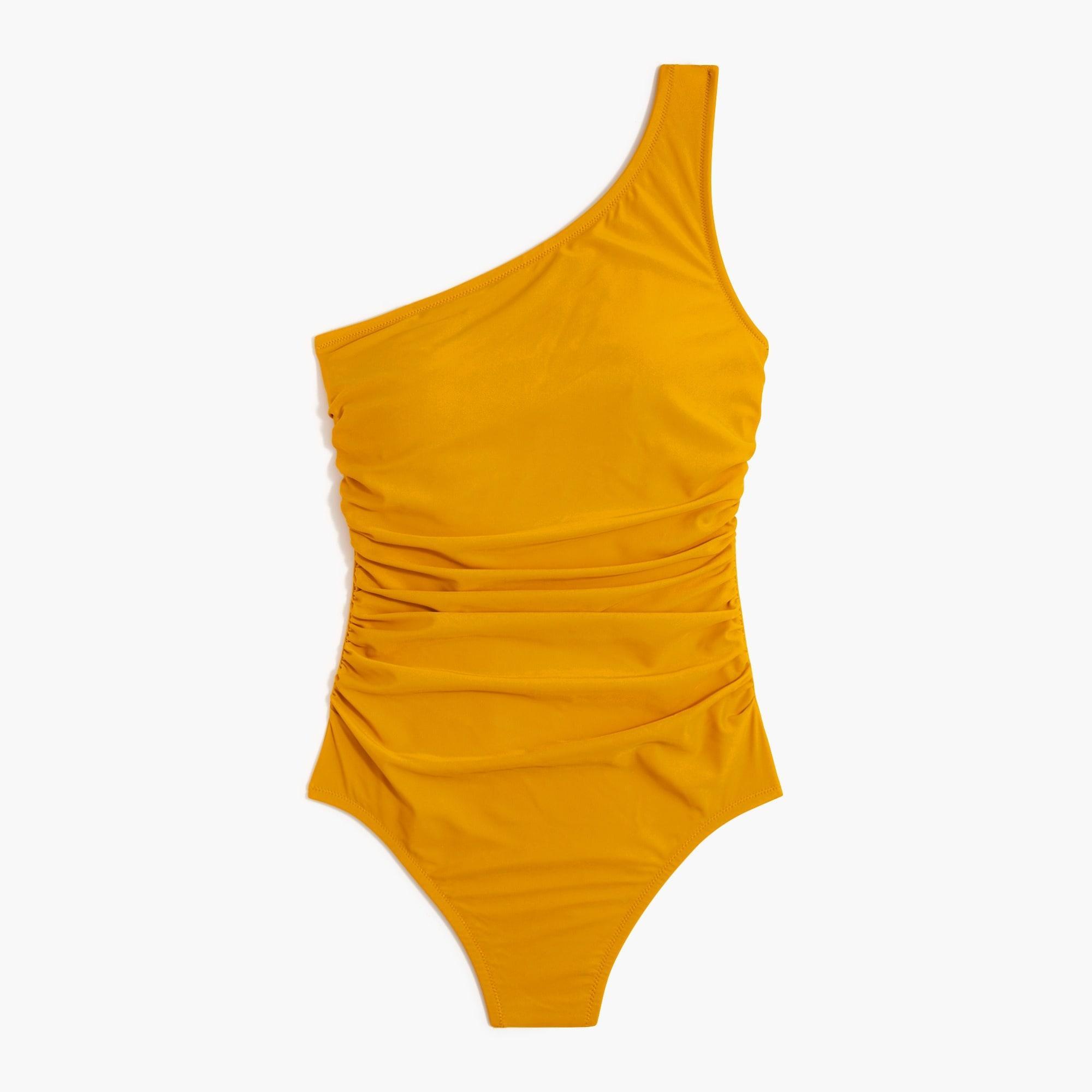 One-shoulder ruched one-piece swimsuit Product Image