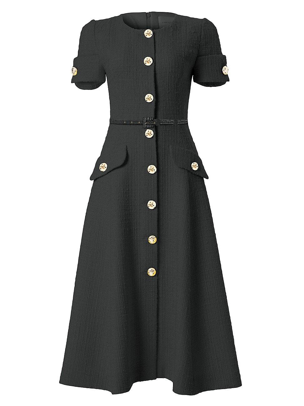 Womens Textured Wool Belted Midi-Dress Product Image