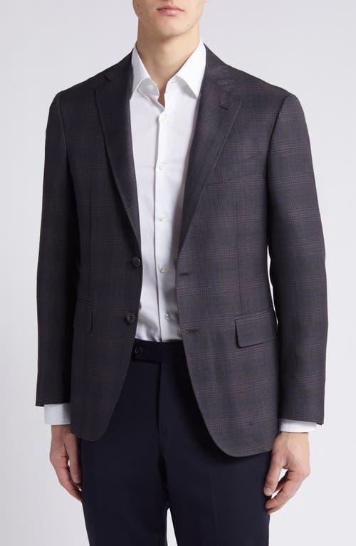 CANALI Kei Trim Fit Plaid Wool Sport Coat In Brown product image