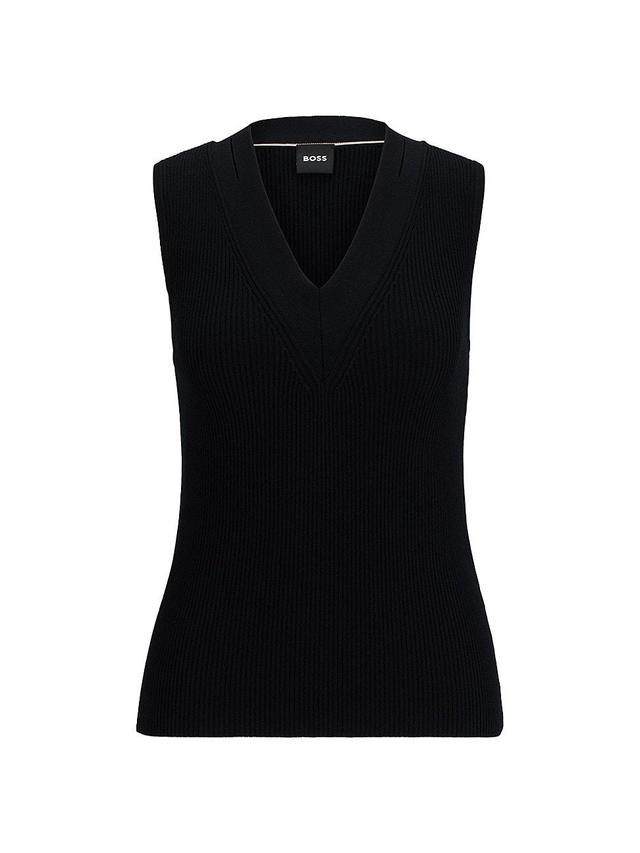 Womens Sleeveless Knitted Top with Cut-Out Details Product Image