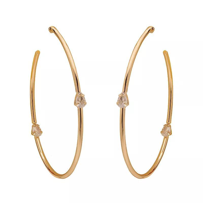 LC Lauren Conrad Gold Tone Thin Studded Hoop Earrings, Womens Product Image