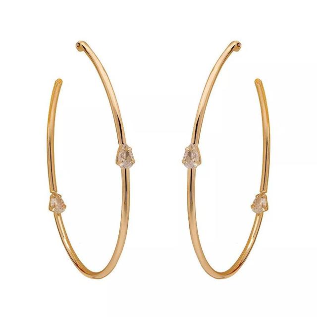 LC Lauren Conrad Gold Tone Thin Studded Hoop Earrings, Womens Product Image