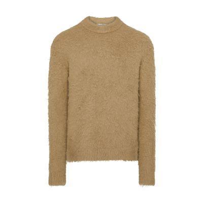 Round Neck Sweater In Beige Product Image