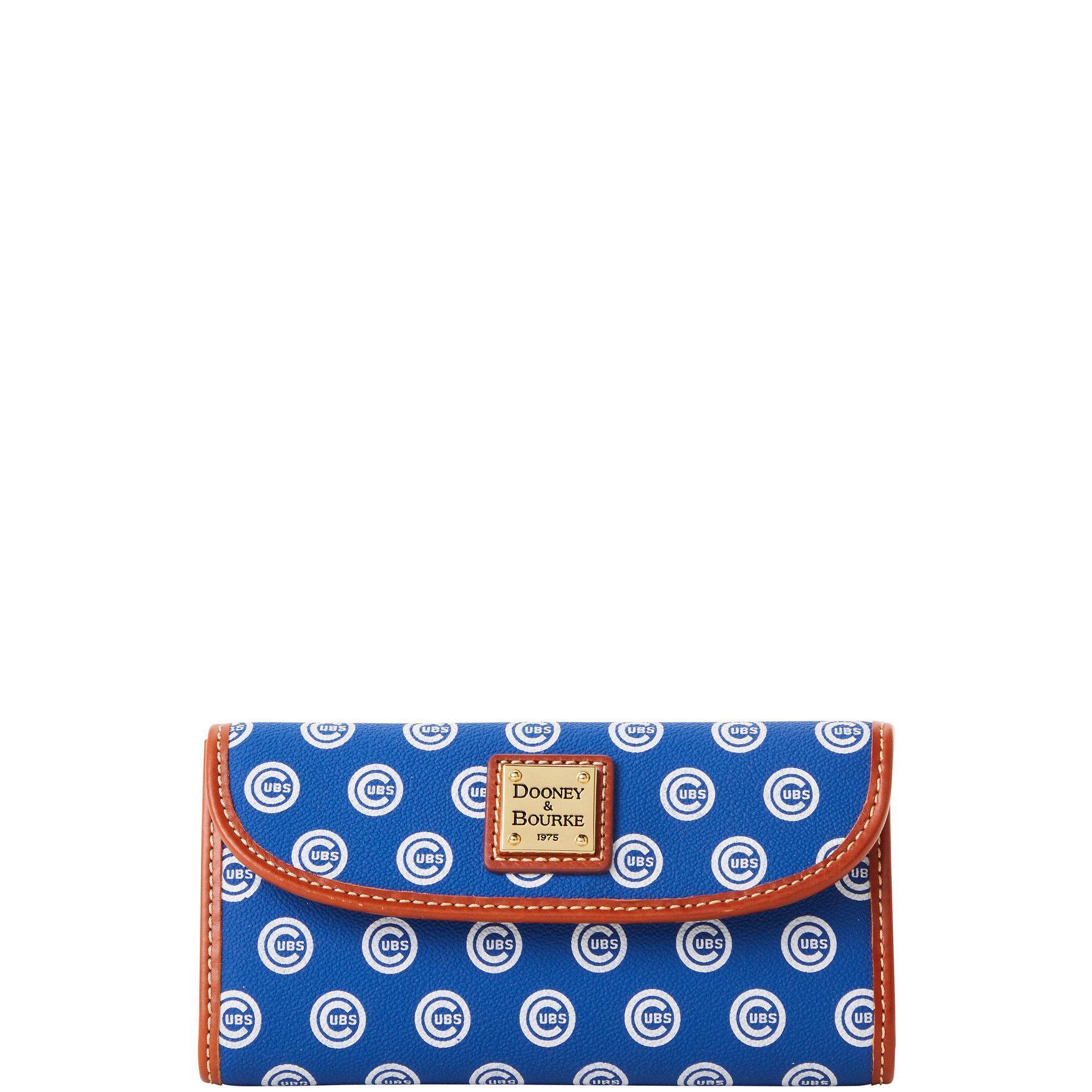 Dooney & Bourke Womens MLB Cubs Continental Coated Cotton Clutch Bag in Blue Product Image